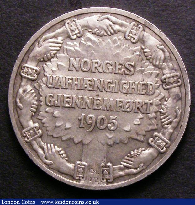 London Coins : A143 : Lot 1035 : Norway 2 Kroner 1906 Norway Independence KM#363 EF