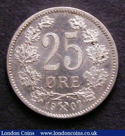 London Coins : A143 : Lot 1036 : Norway 25 Ore 1902 KM#360 UNC and lustrous with a couple of tiny spots