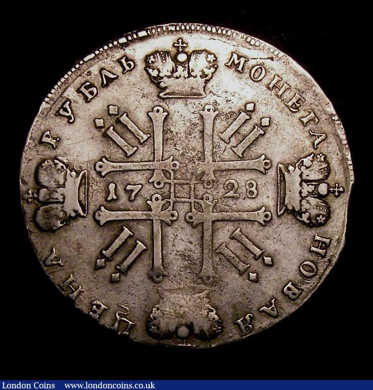 London Coins : A143 : Lot 1052 : Russia Rouble 1728 Peter II KM#182.2 Fine