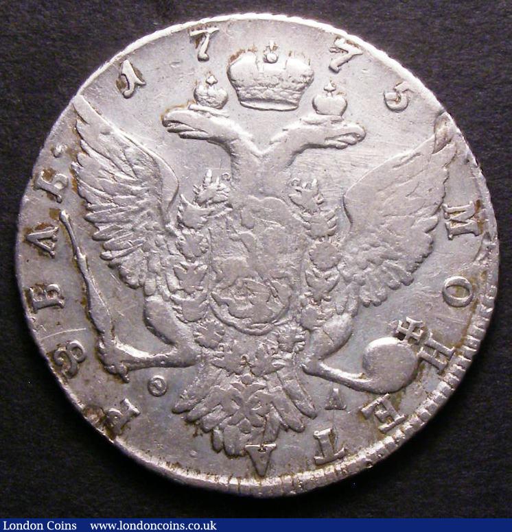 London Coins : A143 : Lot 1057 : Russia Rouble 1775 C?? &Oslash;&Lambda; C#67a.2 About Fine/Good Fine