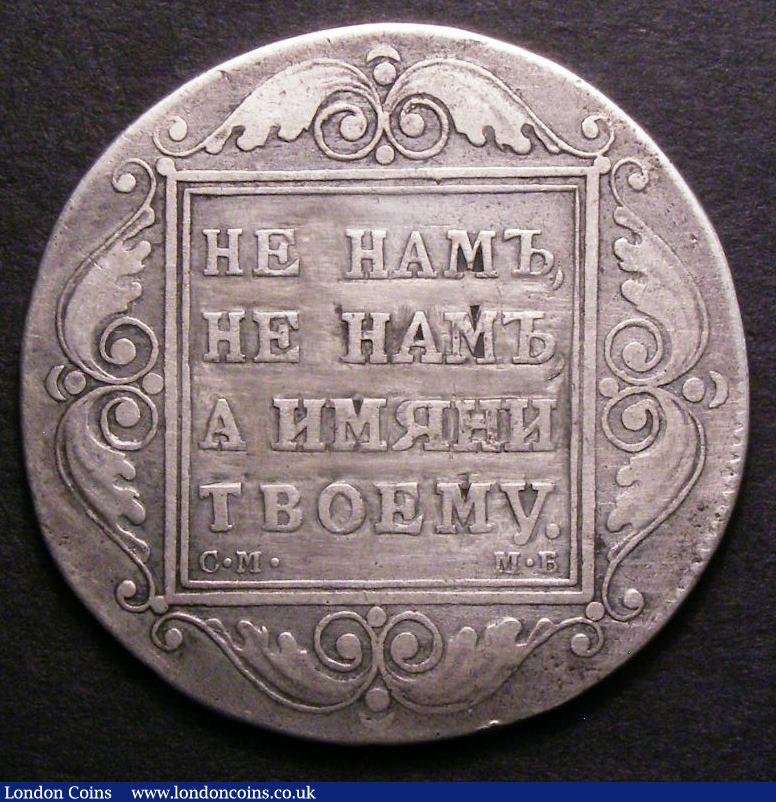 London Coins : A143 : Lot 1058 : Russia Rouble 1799 CM M? C#101a About Fine