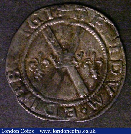 London Coins : A143 : Lot 1077 : Scotland Bawbee James V S.5384 Annulet over I GVF with a flan flaw in the centre of the reverse
