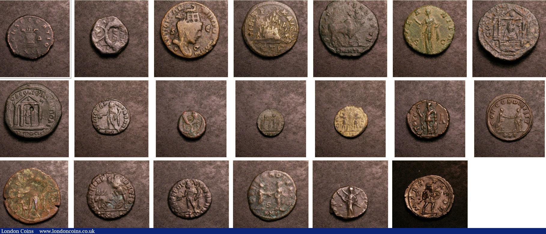 London Coins : A143 : Lot 1396 : Collection of mixed Roman bronze and silver coins. C, 1st-4th century AD. 2 x denarius and a mixture...