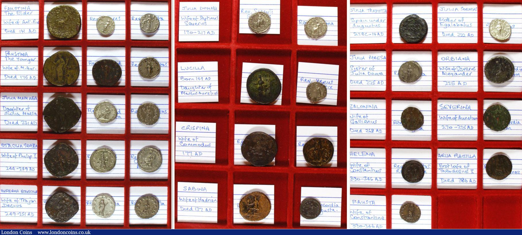 London Coins : A143 : Lot 1397 : Collection of mixed Roman bronze and silver coins. C, 1st-4th century AD. A good mixture starting at...