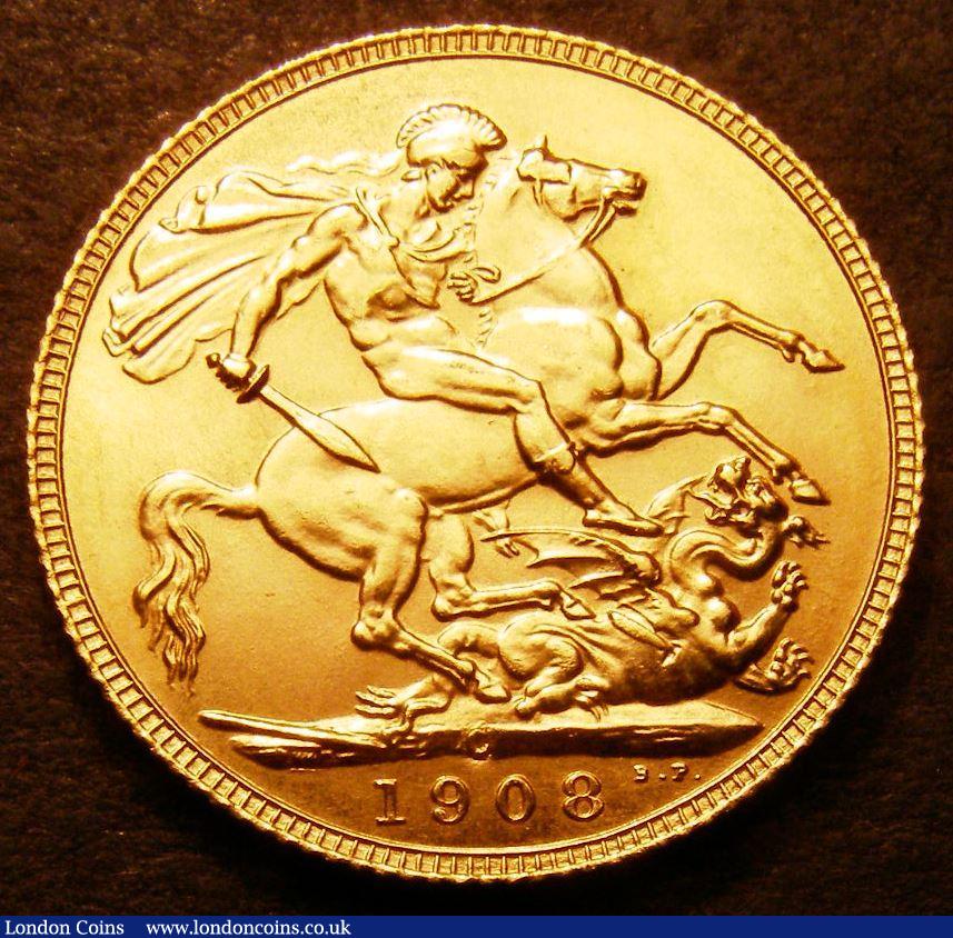 London Coins : A143 : Lot 2542 : Sovereign 1908 C Satin Proof Lustrous UNC and graded CGS 80 and in their holder, notes in Marsh stat...