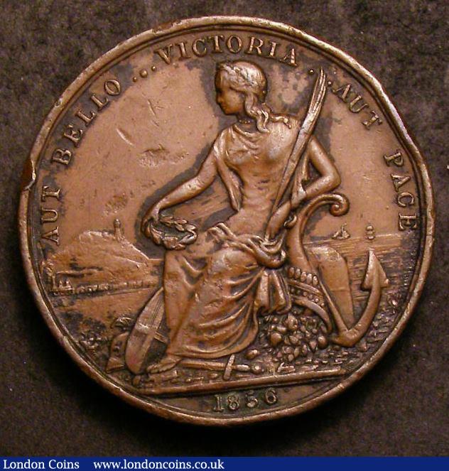 London Coins : A143 : Lot 766 : Australia Commencement of Volunteer Movement 1856 33mm in bronze by J.Hogarth Obverse Young Head of ...