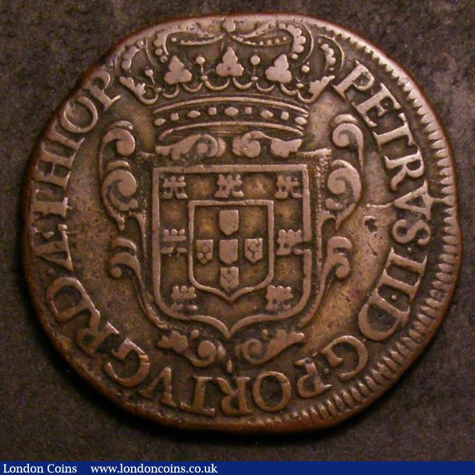 London Coins : A143 : Lot 820 : Angola 20 Reis 1694 KM#1 struck for Brazil but circulated in Angola Fine evenly struck