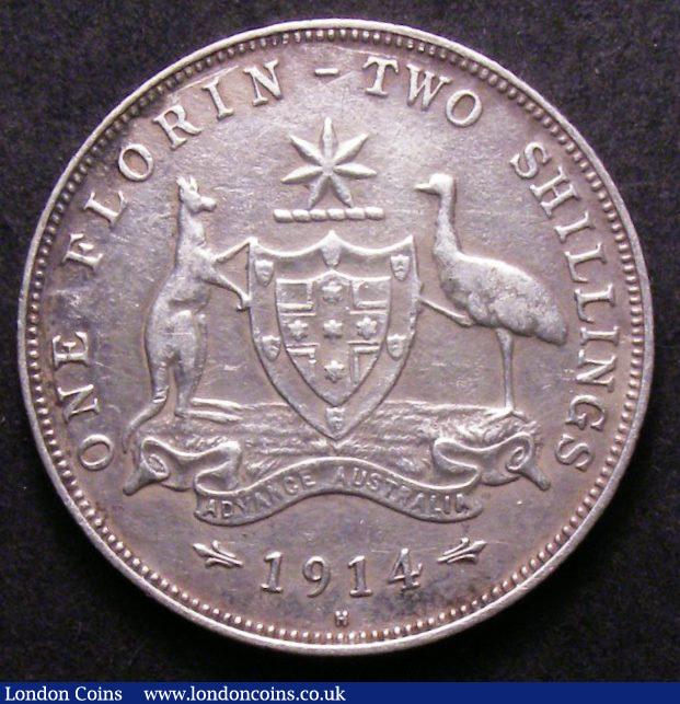 London Coins : A143 : Lot 828 : Australia Florin 1914 H VF (6 pearls showing) and scarce