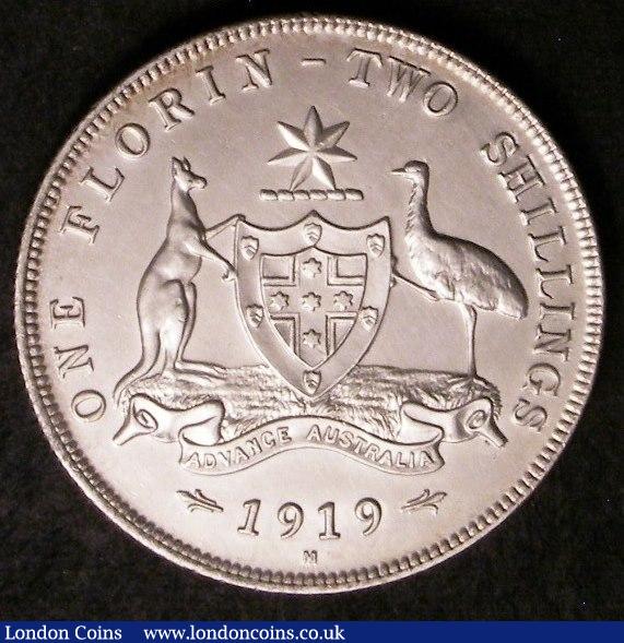 London Coins : A143 : Lot 834 : Australia Florin 1919 M EF (8 pearls showing) once cleaned