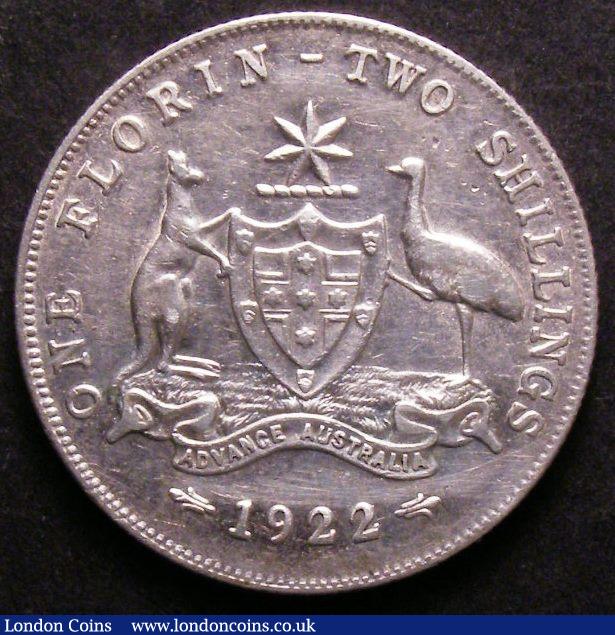 London Coins : A143 : Lot 836 : Australia Florin 1922 bright nEF (8 pearls show)