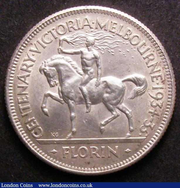 London Coins : A143 : Lot 844 : Australia Florin 1934 Victoria and Melbourne Centenary KM#33 UNC
