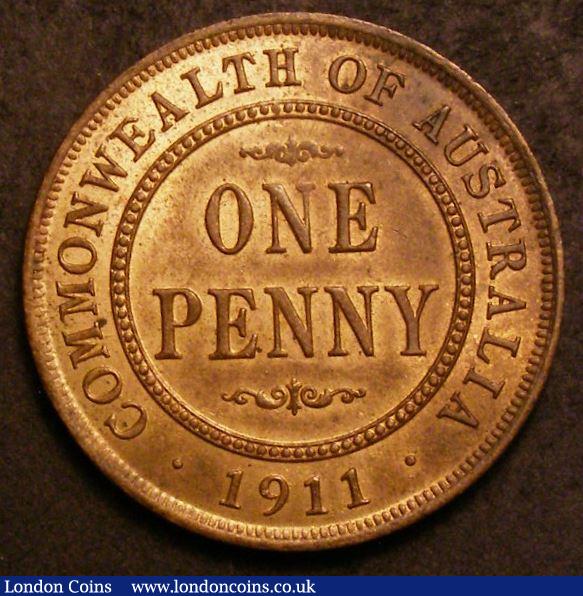 London Coins : A143 : Lot 853 : Australia Penny 1911 KM#23 UNC, the obverse with traces of lustre and light cabinet friction, the re...