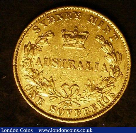 London Coins : A143 : Lot 859 : Australia Sovereign 1865 Sydney Branch Mint Marsh 370 Good Fine with surface marks