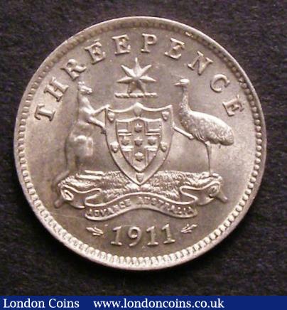 London Coins : A143 : Lot 865 : Australia Threepence 1911 KM#24 UNC or near so and lustrous with some light contact marks