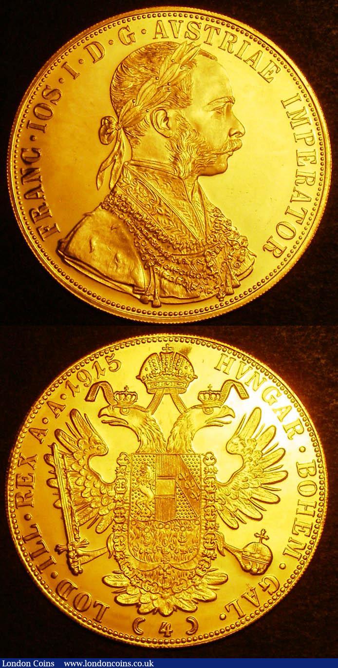 London Coins : A143 : Lot 868 : Austria 4 Ducats 1915 Restrike (2) KM#2276 both Lustrous UNC with some light contact marks