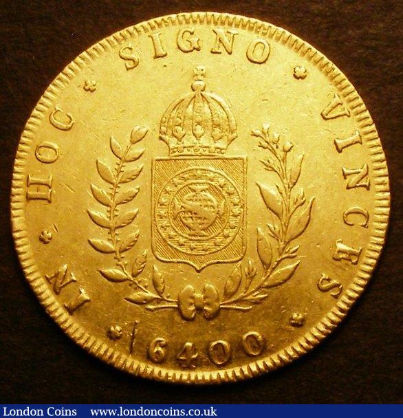London Coins : A143 : Lot 878 : Brazil 6400 Reis 1832 No signature below bust KM#387.2 Good Fine/NVF with contact marks, Rare