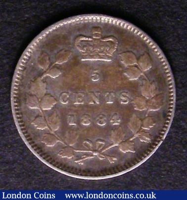 London Coins : A143 : Lot 886 : Canada 5 Cents 1884 Near 4, pointed end KM#2 About Fine, Rare