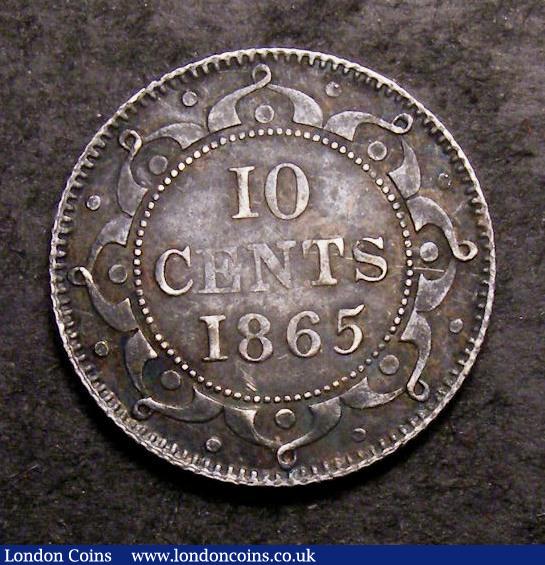 London Coins : A143 : Lot 890 : Canada, Newfoundland 10 Cents 1865, milled edge. Contact marks VF toned