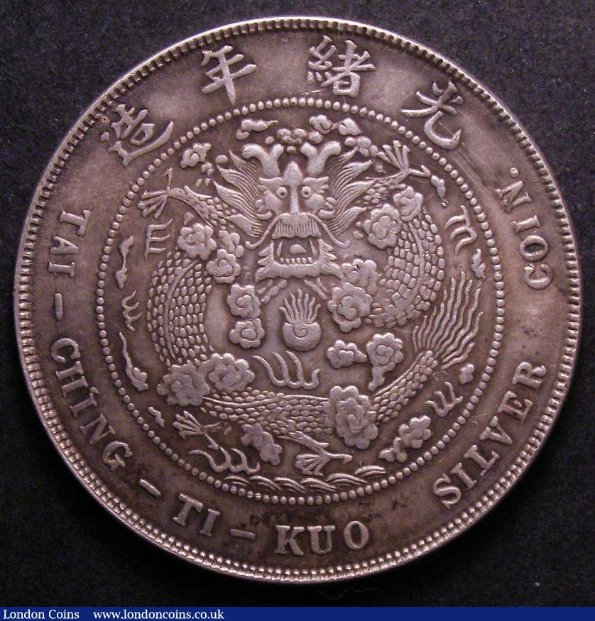 London Coins : A143 : Lot 896 : China Empire Dollar undated (1908) Y#14 VF toned with some filing marks on the edge