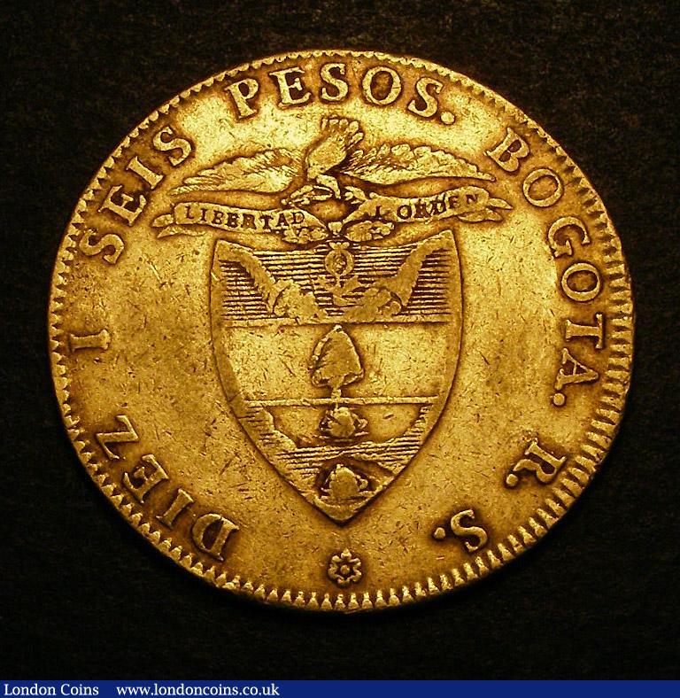 London Coins : A143 : Lot 900 : Colombia, Republic of Nueva Granada 16 Pesos 1841RS 1 over 0 this mintmark unlisted with this overda...