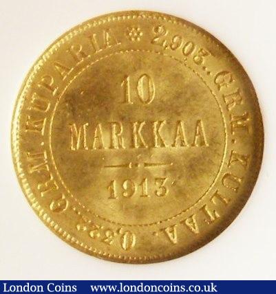 London Coins : A143 : Lot 909 : Finland 10 Markka 1913 NGC MS65
