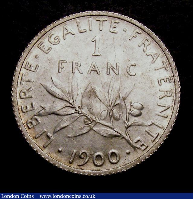 London Coins : A143 : Lot 923 : France One Franc 1900 KM#844.1 UNC, very rare, especially so in this high grade
