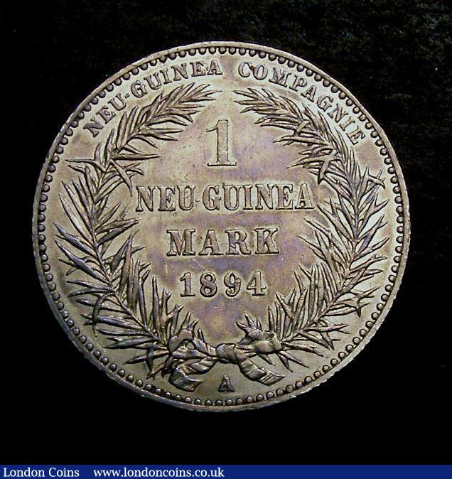 London Coins : A143 : Lot 929 : German New Guinea 1 Mark 1894A KM#5 EF with some light contact marks, possibly a Proof or specimen s...