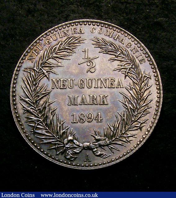 London Coins : A143 : Lot 931 : German New Guinea Half Mark 1894A KM#4 GEF/AU with a few light contact marks, this series seldom see...