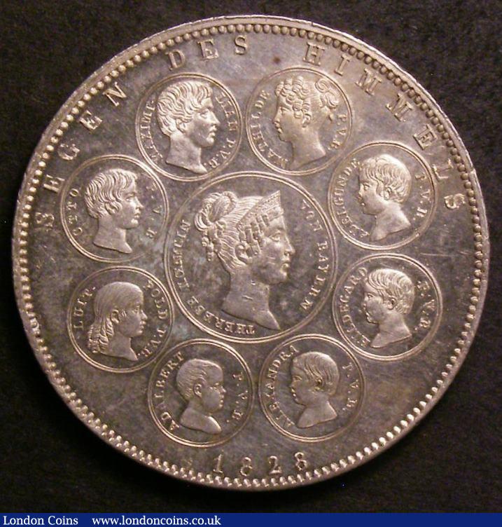 London Coins : A143 : Lot 932 : German States - Bavaria Thaler 1828 Blessings of Heaven on the Royal Family KM#734 EF and lustrous w...
