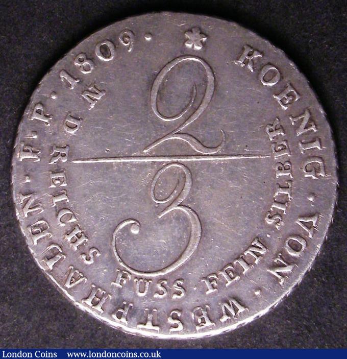 London Coins : A143 : Lot 944 : German States - Westphalia 2/3 Thaler 1809 KM#106 VF