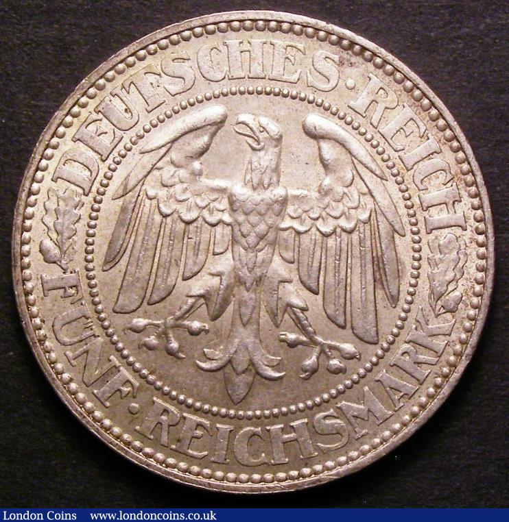 London Coins : A143 : Lot 951 : Germany - Weimar Republic 5 Reichsmark 1927A KM#56 NEF with a toning spot by the rim