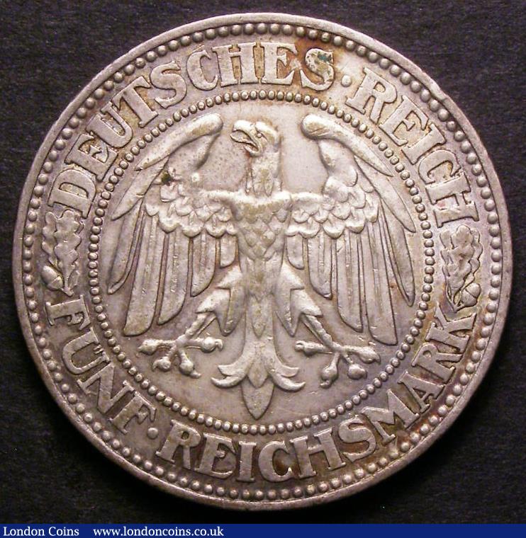 London Coins : A143 : Lot 952 : Germany - Weimar Republic 5 Reichsmark 1928A KM#56 VF with a couple of toning spots