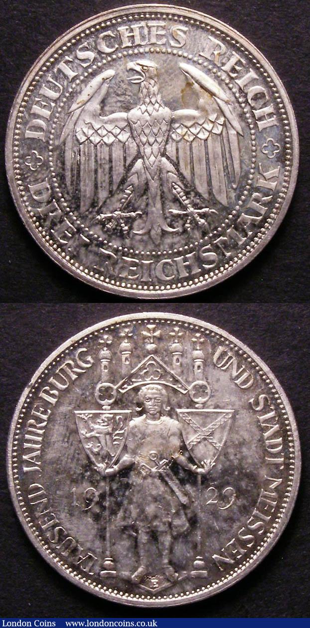 London Coins : A143 : Lot 955 : Germany (2) Weimar Republic 3 Marks 1929E Proof KM#65 nFDC with much original mint brilliance, Germa...