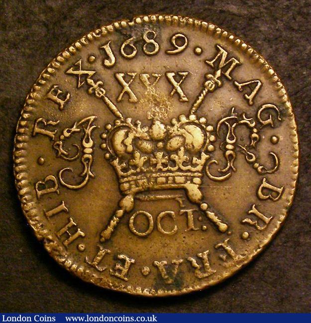 London Coins : A143 : Lot 982 : Ireland Halfcrown Gunmoney 1689 Oct: S.6579E GVF with much eye appeal