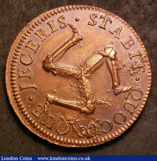 London Coins : A143 : Lot 997 : Isle of Man Penny 1758 S.7411 A/UNC and sharply struck, the surfaces showing signs of considerable d...
