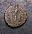 London Coins : A143 : Lot 1405 : Denarius Ar. Q Caecilius Mettalus Pius Scipio. C, 47-46 BC. Obv; Head of Africa wearing elephant hea...