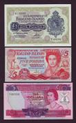London Coins : A143 : Lot 152 : Falkland Islands £1 1974 Pick8b aU/UNC & £5 1983 Pick12 UNC, Solomon Islands $10 Pic...