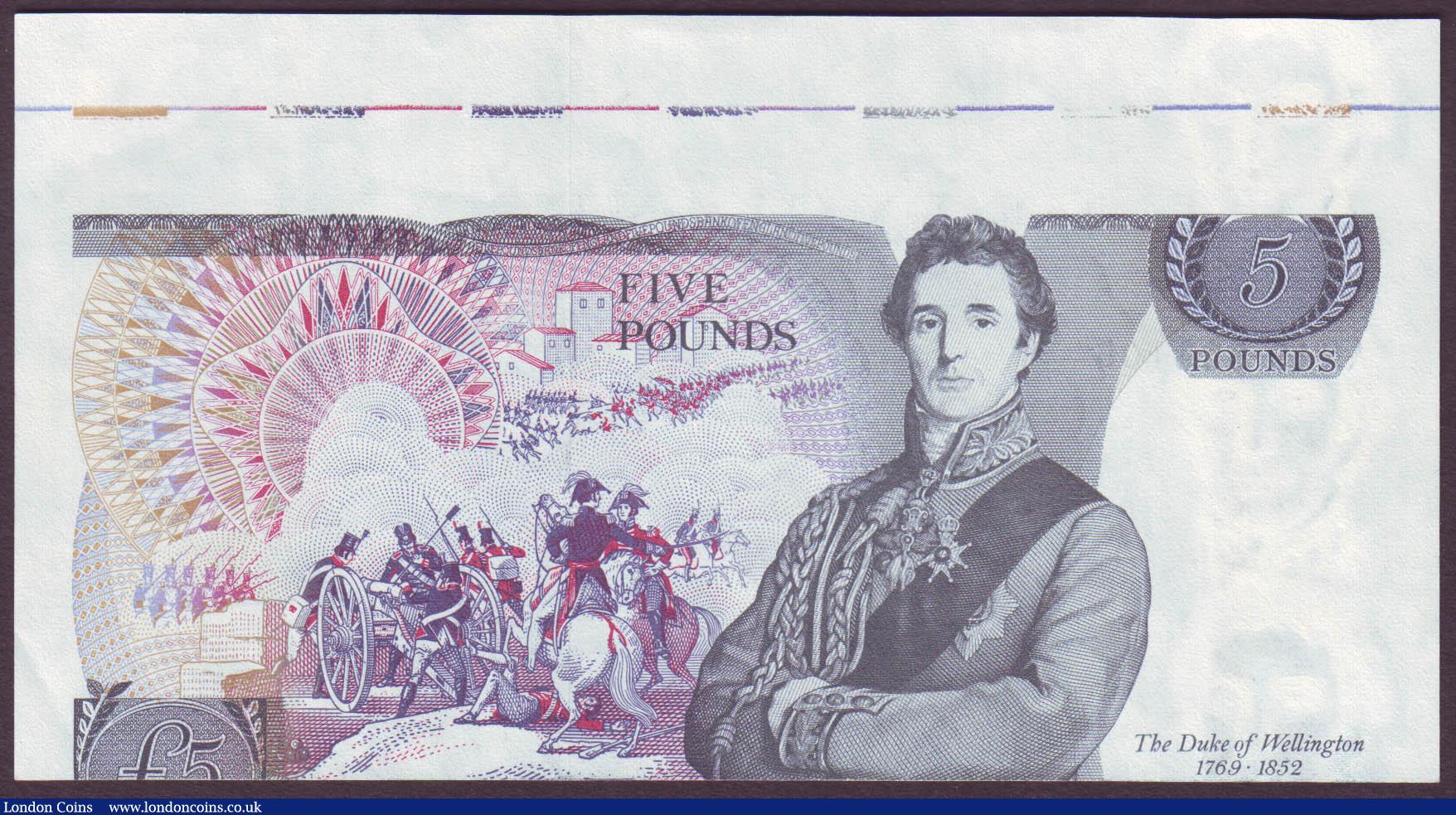 London Coins : A144 : Lot 161 : ERROR &pound;5 Page B336 issued 1973 first series AN49 325105, design heavily misplaced vertically l...