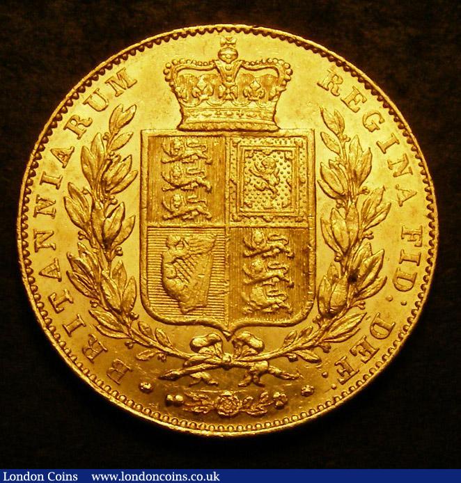 London Coins : A144 : Lot 2083 : Sovereign 1843 3 in date struck over a higher 2. NB see illustrations in Marsh) the top of the 2 is ...