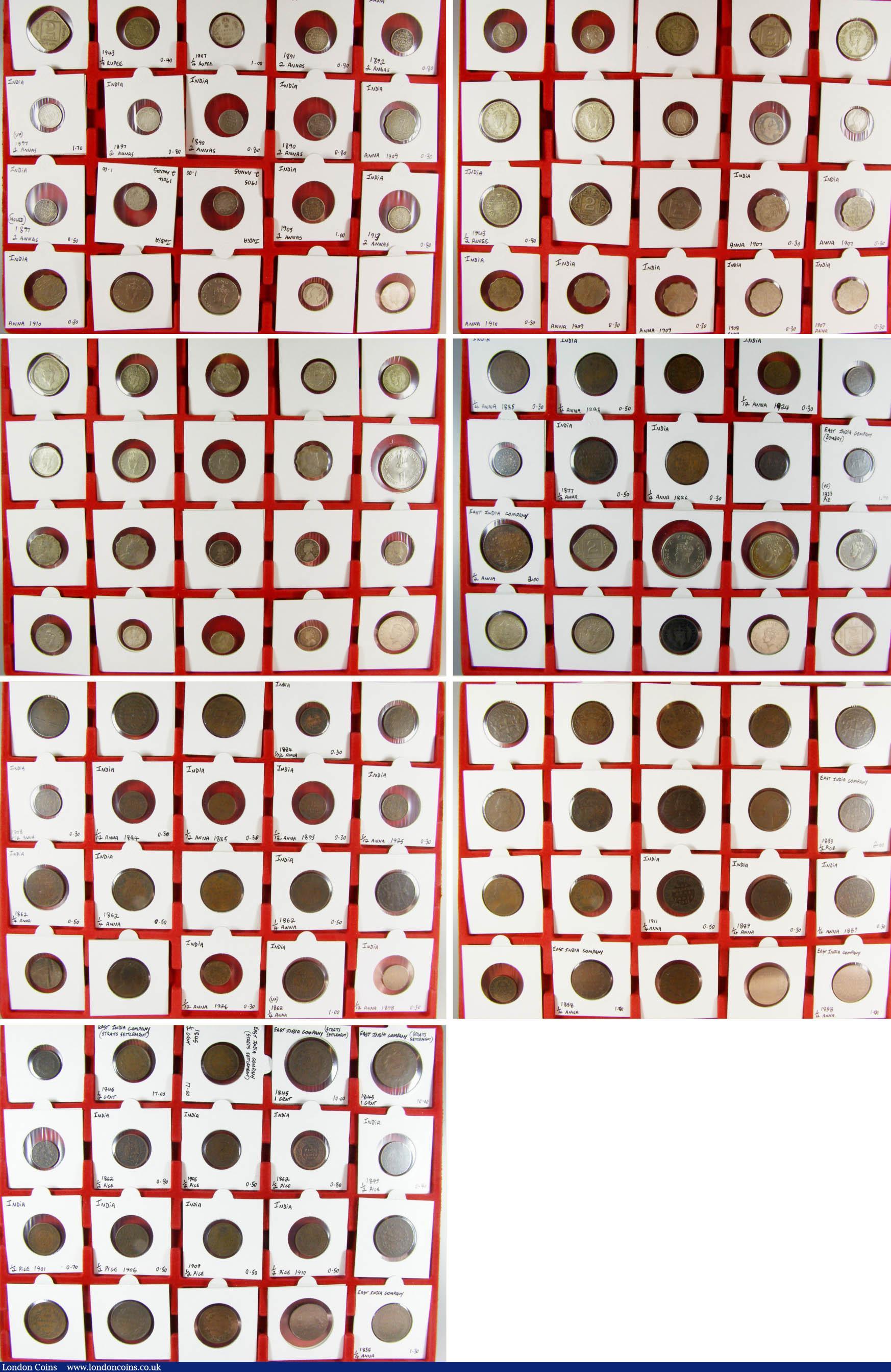 London Coins : A145 : Lot 849 : India and East India Company (141) 19th & 20th Cent. including silver. India (103) 1/2 Pice (8),...