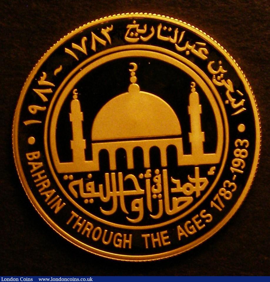 London Coins : A146 : Lot 1074 : Bahrain Ten Dinars 1983 Bahrain Through the Ages 1783-1983 Gold Proof nFDC, weight 16.00 grammes, un...