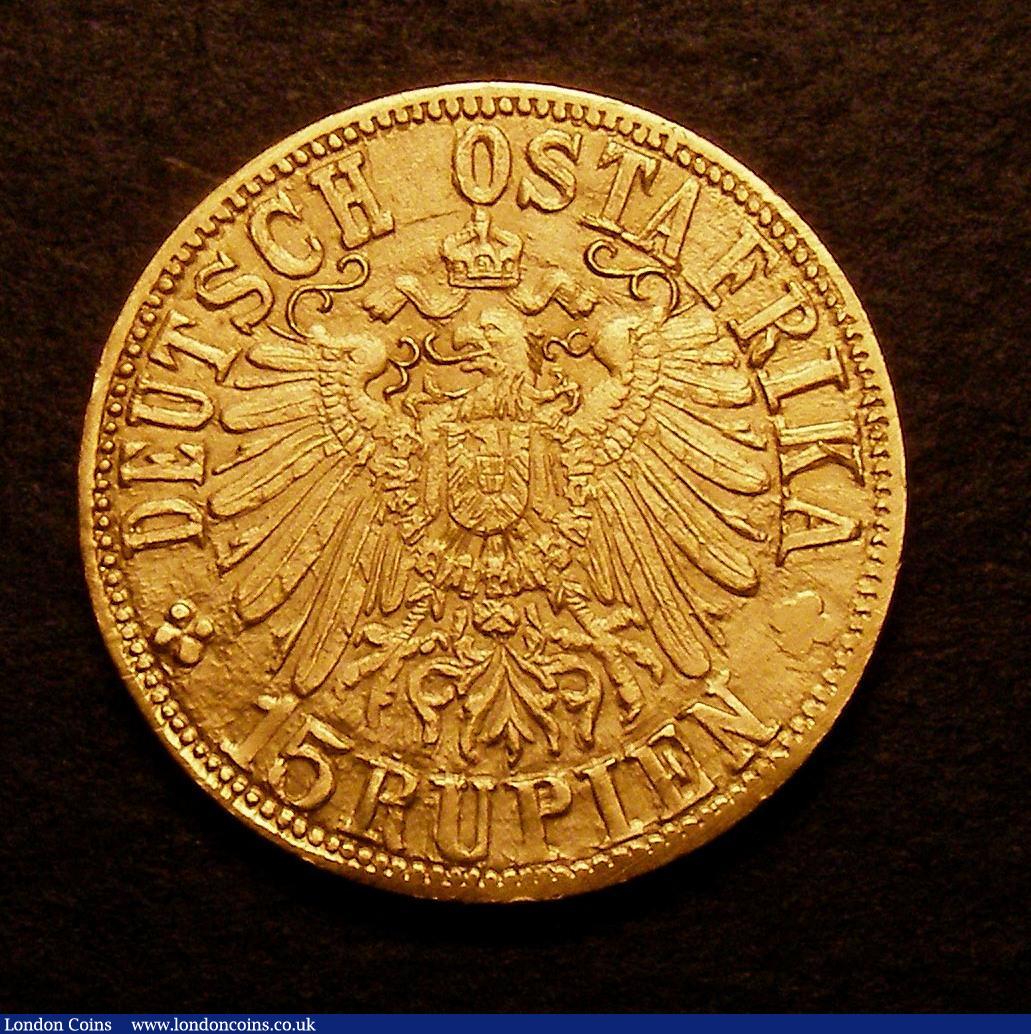 London Coins : A146 : Lot 1164 : German East Africa 15 Rupien 1916T KM#16.1 right Arabesque ends below T of OSTAFRIKA, EF, rare with ...