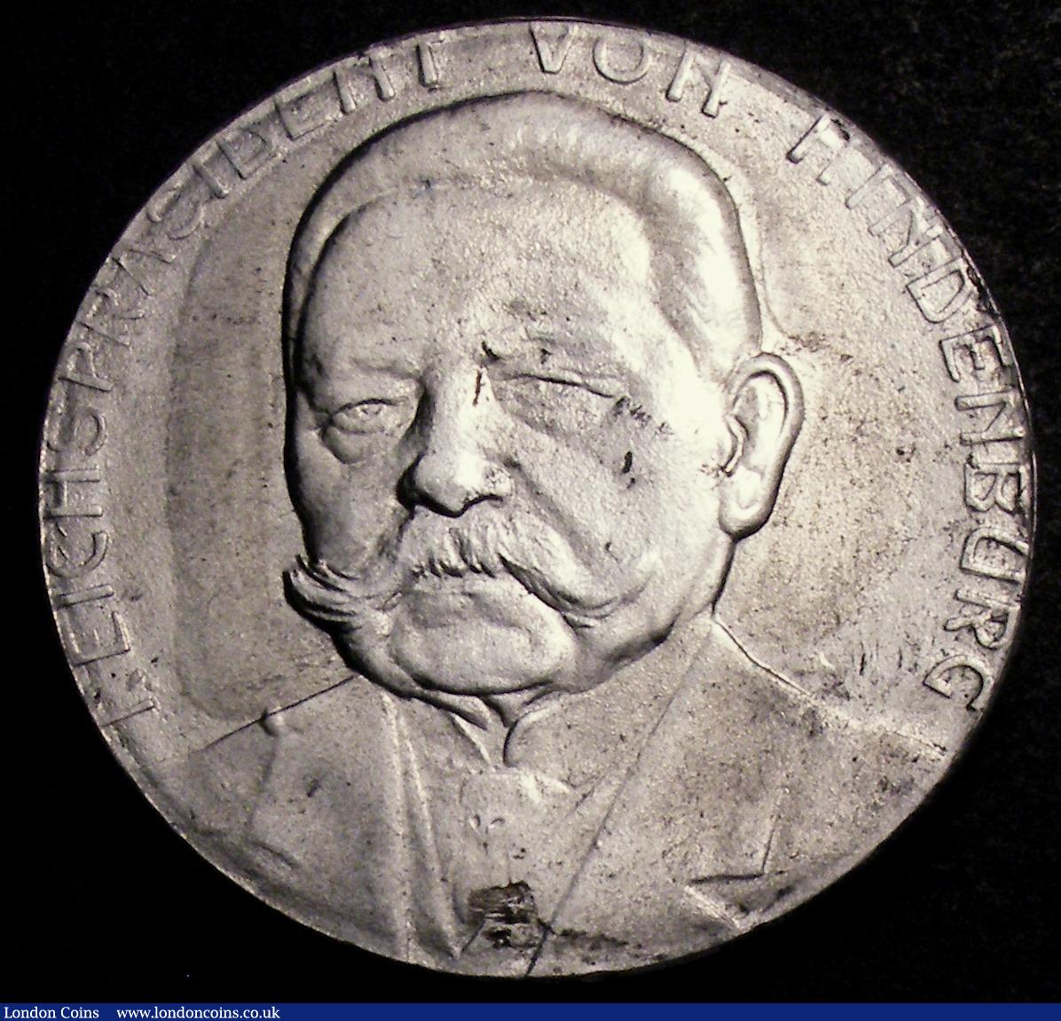 London Coins : A146 : Lot 1863 : Germany - Adolf Hitler undated Obverse Bust of Hitler left, Reverse Bust of von Hindenburg facing 39...