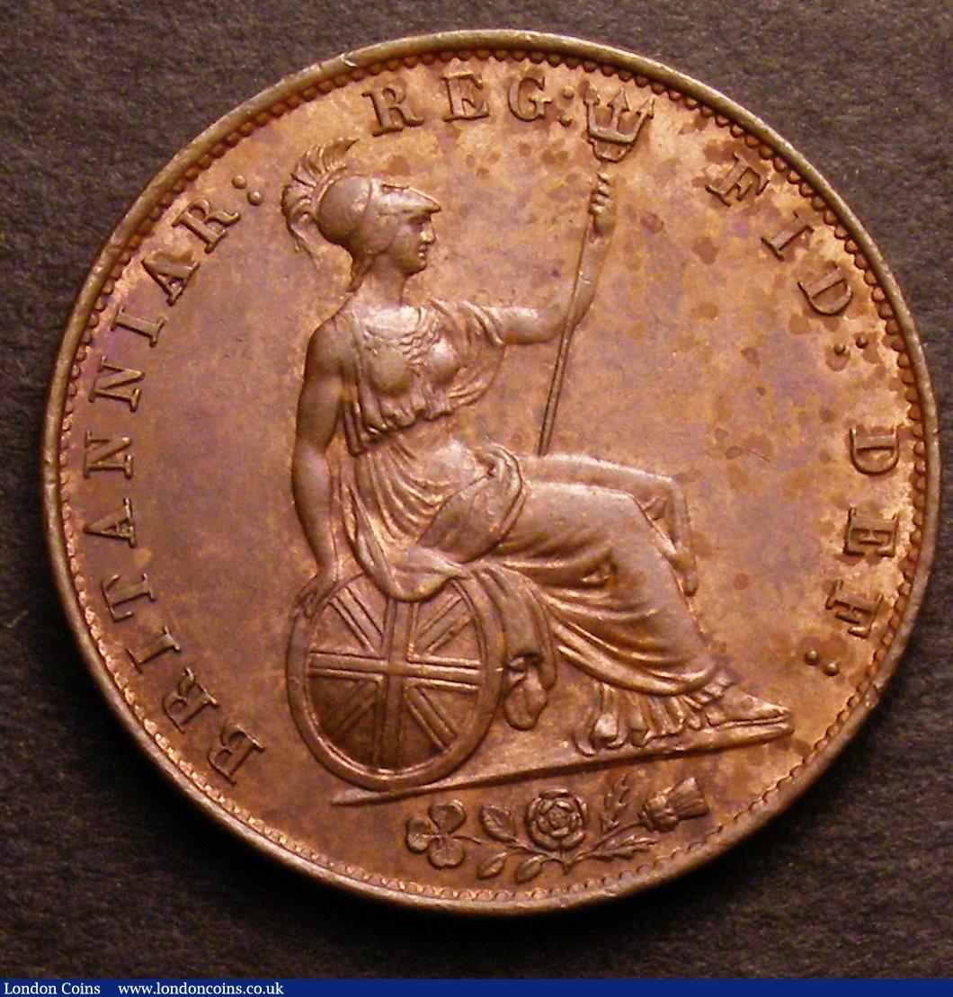 London Coins : A146 : Lot 2540 : Halfpenny 1838 Peck 1522 GEF and lustrous with a tiny spot below the bust, Ex-G.Monk &pound;5