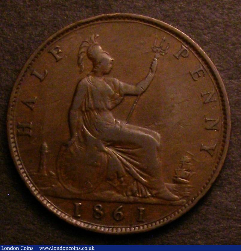 London Coins : A146 : Lot 2575 : Halfpenny 1861 Freeman 278 dies 7+D Good Fine/Fine, rated R16 by Freeman, Ex-Colin Cooke &pound;6, E...