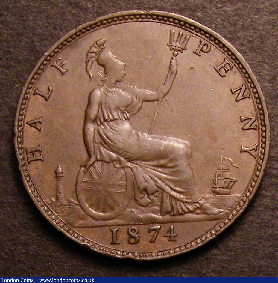 London Coins : A146 : Lot 2590 : Halfpenny 1874 Freeman 314 dies 8+J Fine or slightly better, Ex-Croydon Coin Auction &pound;36