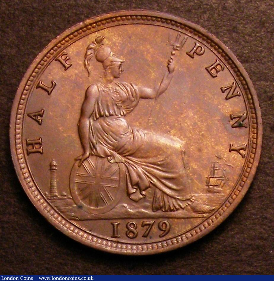 London Coins : A146 : Lot 2605 : Halfpenny 1879 Freeman 339 dies 15+O AU/GEF with a few small spots, Ex-Croydon Coin Auction &pound;2...