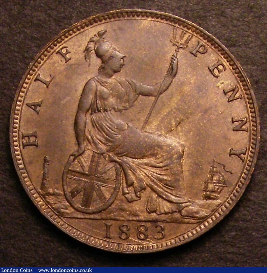 London Coins : A146 : Lot 2610 : Halfpenny 1883 Freeman 349 dies 17+S A/UNC with subdued lustre, Ex-Croydon Coin Auction &pound;21