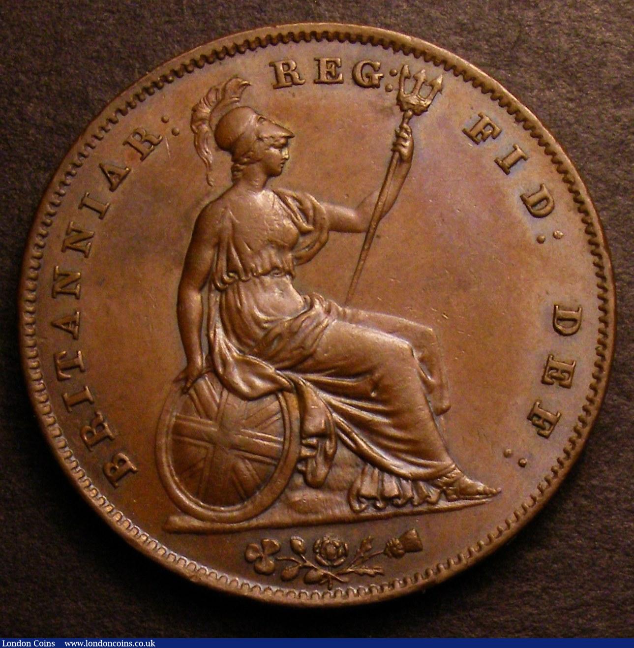London Coins : A146 : Lot 2630 : Penny 1844 Peck 1487 AU/GEF and attractively toned with a couple of tiny spots, Ex-D.Craddock &pound...