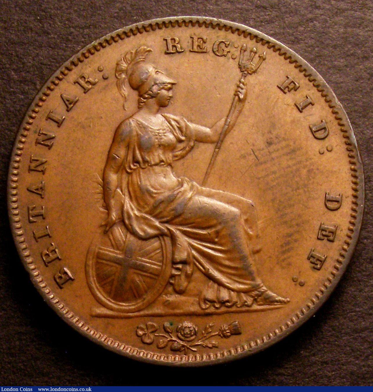 London Coins : A146 : Lot 2659 : Penny 1858 8 over 7 Peck 1516 EF with minor contact marks, purchased at Charing Cross Market &pound;...